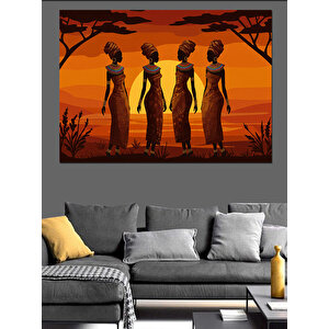 Gün Batımında Kadınlar Dekoratif Kanvas - Mdf Ahşap Tablo