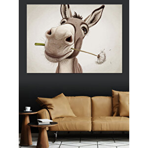 Gülümseyen Sevimli Eşek Dekoratif Kanvas - Mdf Ahşap Tablo