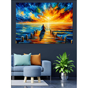 Renkli Gün Batımı Dekoratif Kanvas - Mdf Ahşap Tablo 70x100 cm