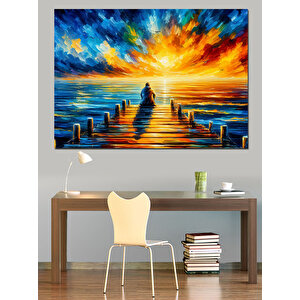 Renkli Gün Batımı Dekoratif Kanvas - Mdf Ahşap Tablo