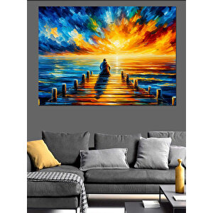 Renkli Gün Batımı Dekoratif Kanvas - Mdf Ahşap Tablo