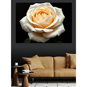 Siyah Zeminde Solgun Gül Dekoratif Kanvas - Mdf Ahşap Tablo 35x50 cm