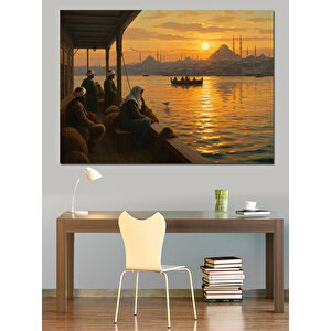 Gün Batımında Kıyı Manzarası Dekoratif Kanvas - Mdf Ahşap Tablo 35x50 cm