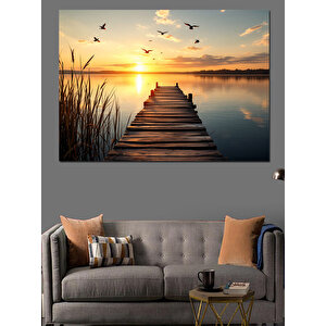Gün Batımına İskelesi Dekoratif Kanvas - Mdf Ahşap Tablo 70x100 cm