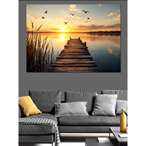 Gün Batımına İskelesi Dekoratif Kanvas - Mdf Ahşap Tablo