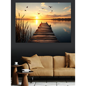 Gün Batımına İskelesi Dekoratif Kanvas - Mdf Ahşap Tablo 100x140 cm