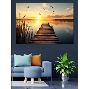 Gün Batımına İskelesi Dekoratif Kanvas - Mdf Ahşap Tablo 100x140 cm