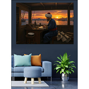 Gün Batımında Kaligrafi Dekoratif Kanvas - Mdf Ahşap Tablo 50x70 cm