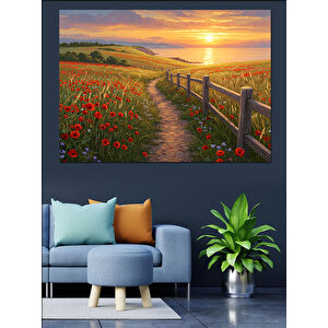 Gün Batımı Yol Manzarası Dekoratif Kanvas - Mdf Ahşap Tablo 70x100 cm