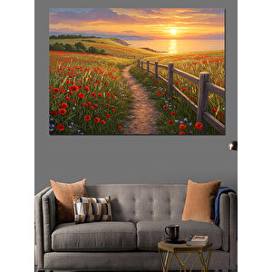 Gün Batımı Yol Manzarası Dekoratif Kanvas - Mdf Ahşap Tablo 70x100 cm
