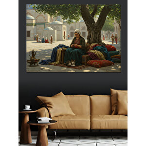 Ağaç Altında Örgü Dekoratif Kanvas - Mdf Ahşap Tablo 25x35 cm