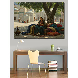 Ağaç Altında Örgü Dekoratif Kanvas - Mdf Ahşap Tablo 35x50 cm