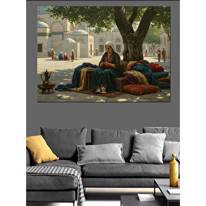 Ağaç Altında Örgü Dekoratif Kanvas - Mdf Ahşap Tablo 35x50 cm