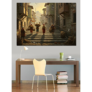 Taş Sokakta Gün Işığı Dekoratif Kanvas - Mdf Ahşap Tablo 50x70 cm