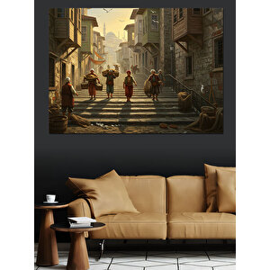 Taş Sokakta Gün Işığı Dekoratif Kanvas - Mdf Ahşap Tablo 50x70 cm