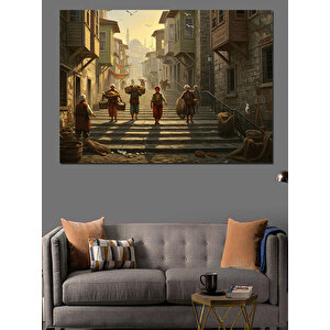 Taş Sokakta Gün Işığı Dekoratif Kanvas - Mdf Ahşap Tablo