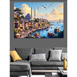 Boğazda Gün Batımı Manzarası Dekoratif Kanvas - Mdf Ahşap Tablo 70x100 cm