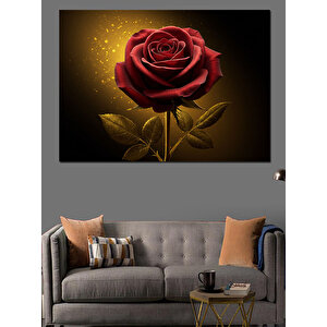 Altın Gül Siyah Fon Dekoratif Kanvas - Mdf Ahşap Tablo 70x100 cm