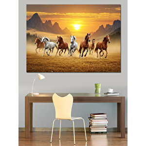 Gün Batımında Atlılar Dekoratif Kanvas - Mdf Ahşap Tablo 70x100 cm