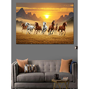 Gün Batımında Atlılar Dekoratif Kanvas - Mdf Ahşap Tablo