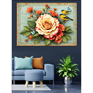 Eski Mektup Üstünde Gül Dekoratif Kanvas - Mdf Ahşap Tablo 70x100 cm