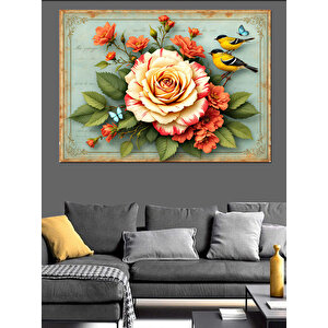 Eski Mektup Üstünde Gül Dekoratif Kanvas - Mdf Ahşap Tablo