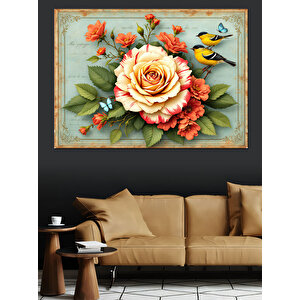 Eski Mektup Üstünde Gül Dekoratif Kanvas - Mdf Ahşap Tablo