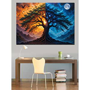 Gizemli Ağaç Dekoratif Kanvas - Mdf Ahşap Tablo