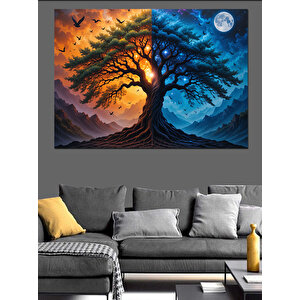 Gizemli Ağaç Dekoratif Kanvas - Mdf Ahşap Tablo 100x140 cm