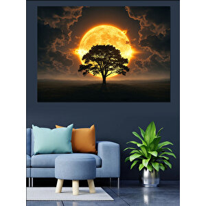 Gün Batımında Ağaç Dekoratif Kanvas - Mdf Ahşap Tablo 25x35 cm
