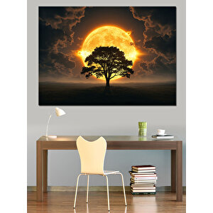 Gün Batımında Ağaç Dekoratif Kanvas - Mdf Ahşap Tablo