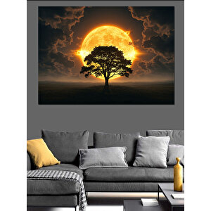 Gün Batımında Ağaç Dekoratif Kanvas - Mdf Ahşap Tablo