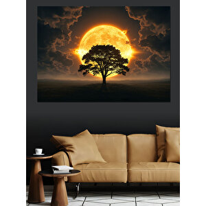 Gün Batımında Ağaç Dekoratif Kanvas - Mdf Ahşap Tablo 100x140 cm