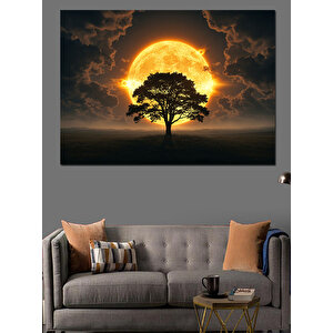 Gün Batımında Ağaç Dekoratif Kanvas - Mdf Ahşap Tablo 100x140 cm