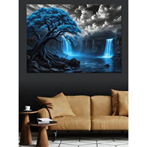 Fırtınada Büyülü Ağaç Dekoratif Kanvas - Mdf Ahşap Tablo 70x100 cm
