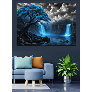 Fırtınada Büyülü Ağaç Dekoratif Kanvas - Mdf Ahşap Tablo 70x100 cm