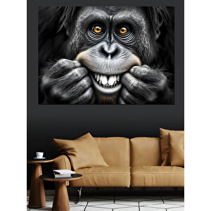 Gülen Şempanze Dekoratif Kanvas - Mdf Ahşap Tablo