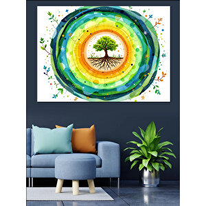 Renkli Ağaç Halkası Dekoratif Kanvas - Mdf Ahşap Tablo