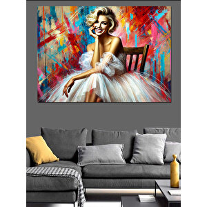 Tül Elbiseli Gülümseyen Kadın Dekoratif Kanvas - Mdf Ahşap Tablo