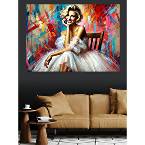 Tül Elbiseli Gülümseyen Kadın Dekoratif Kanvas - Mdf Ahşap Tablo