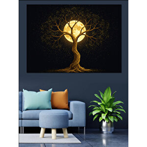 Karanlıkta Parlayan Ağaç Dekoratif Kanvas - Mdf Ahşap Tablo 25x35 cm