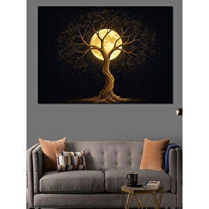 Karanlıkta Parlayan Ağaç Dekoratif Kanvas - Mdf Ahşap Tablo 25x35 cm