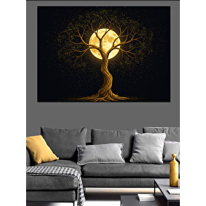 Karanlıkta Parlayan Ağaç Dekoratif Kanvas - Mdf Ahşap Tablo
