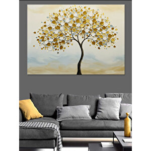 Işıltılı Altın Ağaç Dekoratif Kanvas - Mdf Ahşap Tablo 70x100 cm