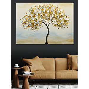 Işıltılı Altın Ağaç Dekoratif Kanvas - Mdf Ahşap Tablo 70x100 cm