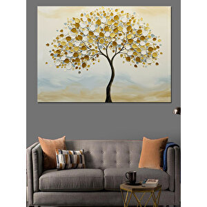Işıltılı Altın Ağaç Dekoratif Kanvas - Mdf Ahşap Tablo