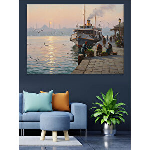 Vapurda Gün Batımı Bekleyişi Dekoratif Kanvas - Mdf Ahşap Tablo 50x70 cm