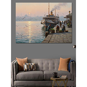 Vapurda Gün Batımı Bekleyişi Dekoratif Kanvas - Mdf Ahşap Tablo 50x70 cm