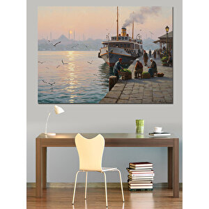 Vapurda Gün Batımı Bekleyişi Dekoratif Kanvas - Mdf Ahşap Tablo 50x70 cm
