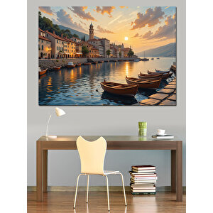 Venedik’te Gün Batımı Manzarası Dekoratif Kanvas - Mdf Ahşap Tablo 35x50 cm
